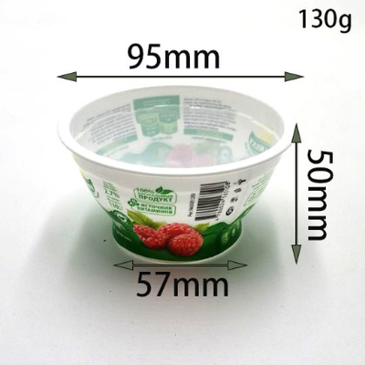 Τα πλαστικά φλυτζάνια 4oz βαθμού τροφίμων προσάρμοσαν το πλαστικό φλυτζάνι ποτών γάλακτος γιαουρτιού με το καπάκι φύλλων αλουμινίου αργιλίου